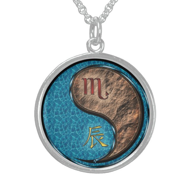 Scorpio & Earth Dragon Sterling Silver Necklace (Front)