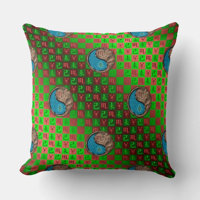 Scorpio & Earth Goat Throw Pillow (Front)