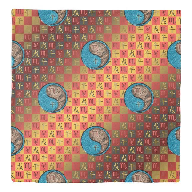 Scorpio & Earth Horse Duvet Cover (Front)