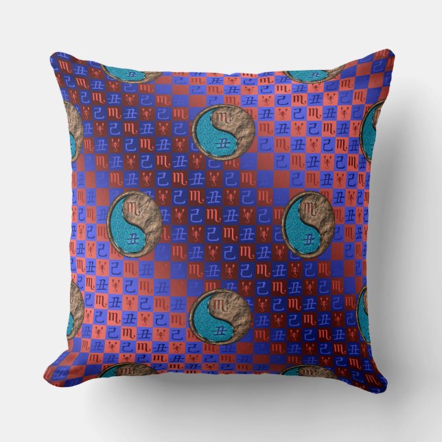 Scorpio & Earth Ox Throw Pillow (Front)
