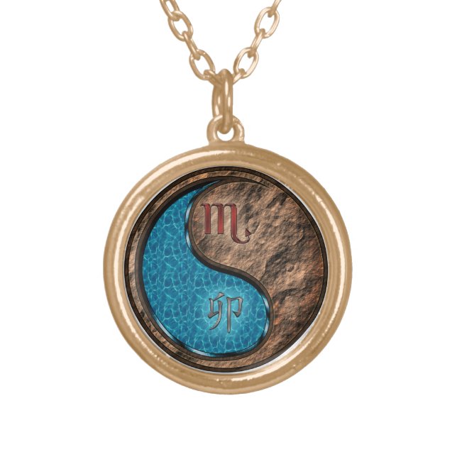 Scorpio & Earth Rabbit Gold Plated Necklace (Front)