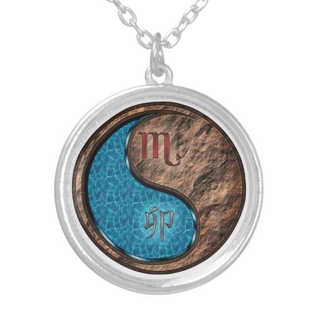 Scorpio & Earth Rabbit Silver Plated Necklace (Front)