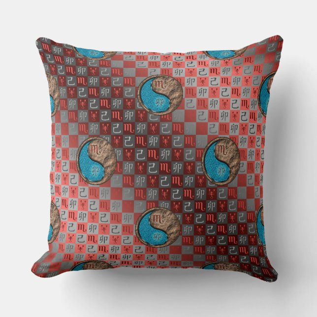 Scorpio & Earth Rabbit Throw Pillow (Front)