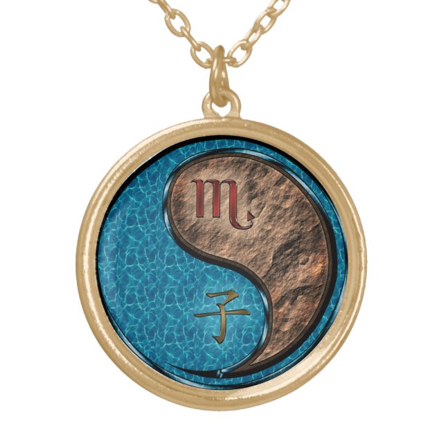 Scorpio & Earth Rat Gold Plated Necklace (Front)