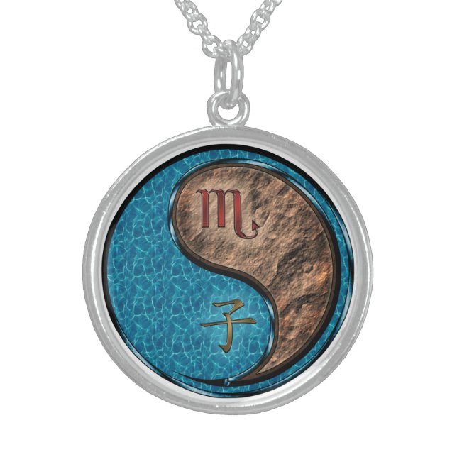Scorpio & Earth Rat Sterling Silver Necklace (Front)