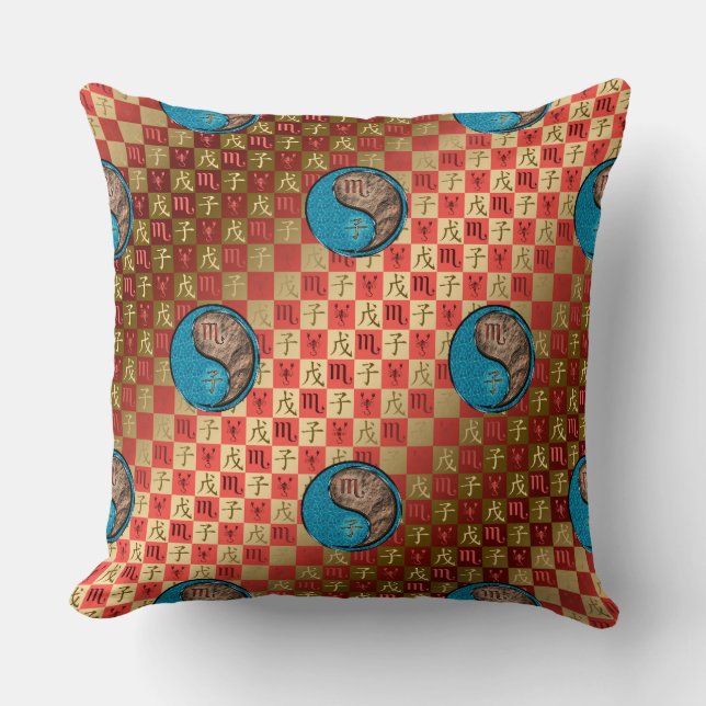 Scorpio & Earth Rat Throw Pillow (Front)