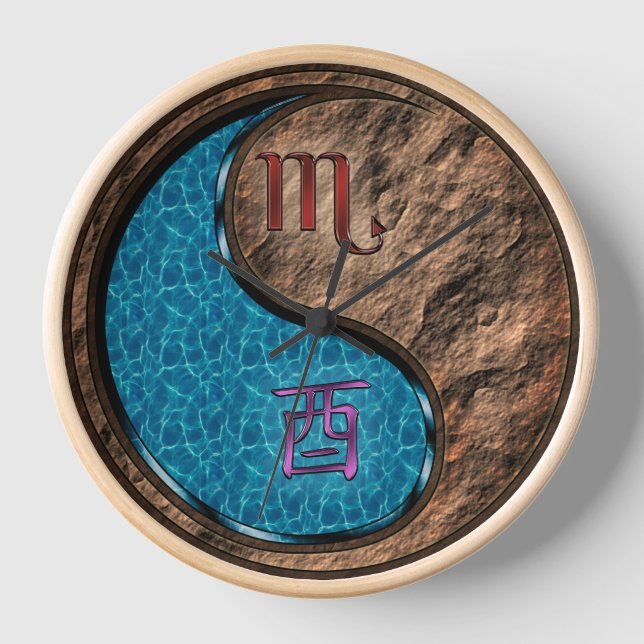 Scorpio & Earth Rooster Clock (Front)