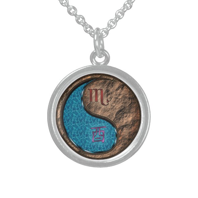 Scorpio & Earth Rooster Sterling Silver Necklace (Front)