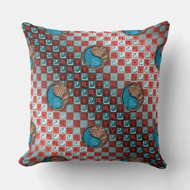 Scorpio & Earth Snake Throw Pillow (Front)