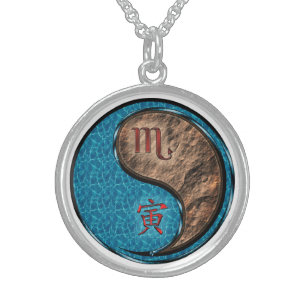 Scorpio & Earth Tiger Sterling Silver Necklace
