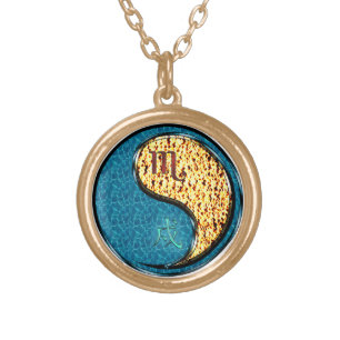 Scorpio & Fire Dog Gold Plated Necklace