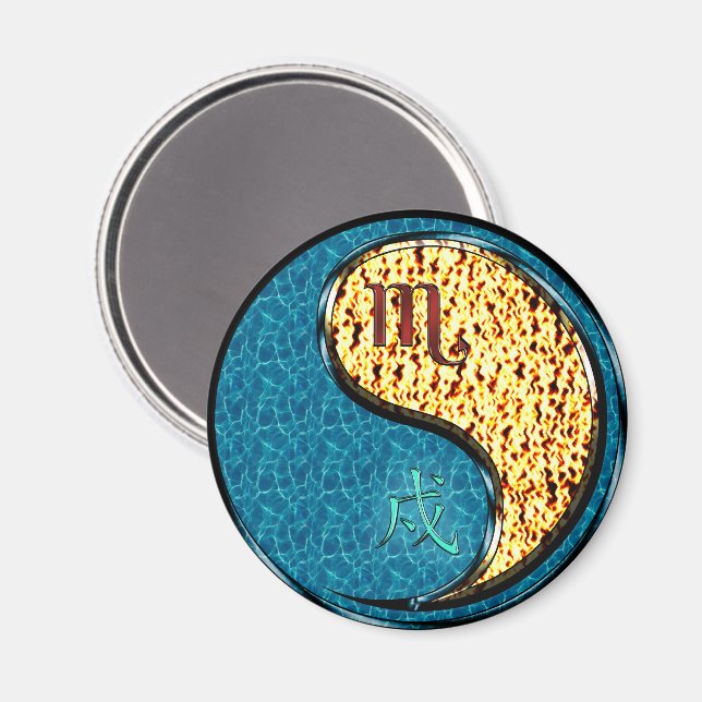 Scorpio & Fire Dog Magnet (Front/Back)