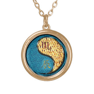 Scorpio & Fire Dragon Gold Plated Necklace