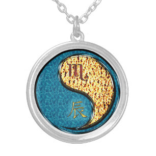 Scorpio & Fire Dragon Silver Plated Necklace