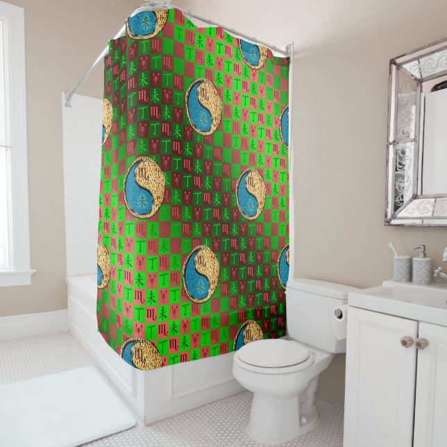 Scorpio & Fire Goat Shower Curtain (In Situ)
