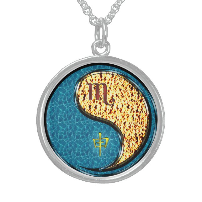 Scorpio & Fire Monkey Sterling Silver Necklace (Front)
