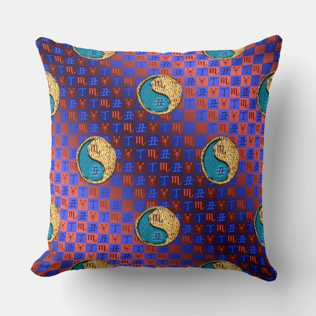 Scorpio & Fire Ox Throw Pillow (Front)