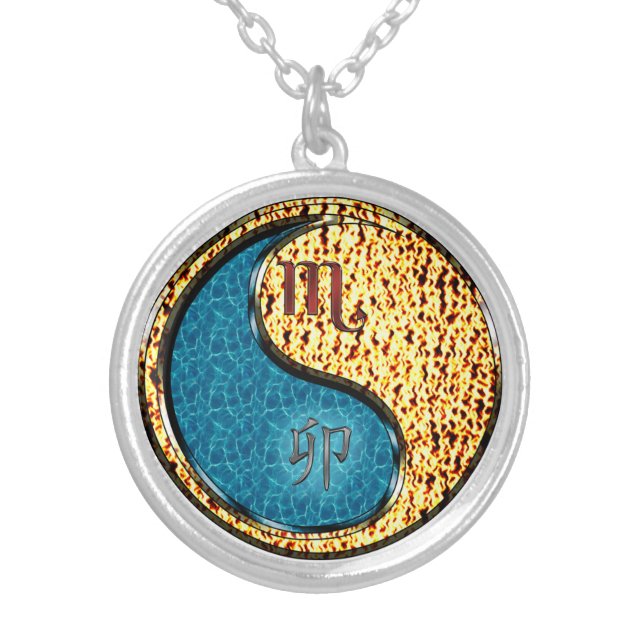 Scorpio & Fire Rabbit Silver Plated Necklace (Front)