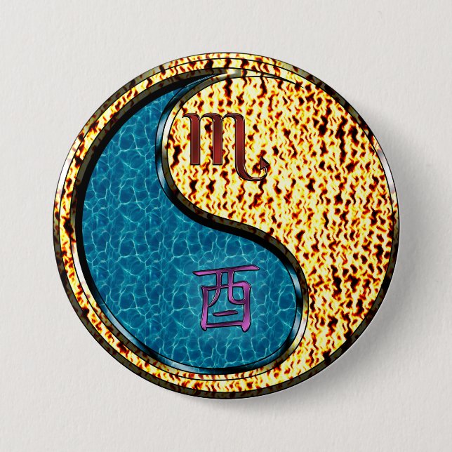 Scorpio & Fire Rooster Button (Front)