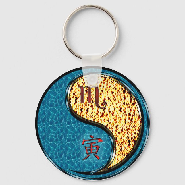 Scorpio & Fire Tiger Keychain (Front)