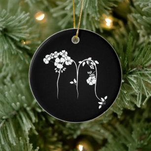 Scorpio floral zodiac sign black ceramic ornament