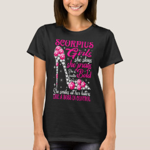 Scorpio Girl Like A Boss In Control Diamond Shoes T-Shirt
