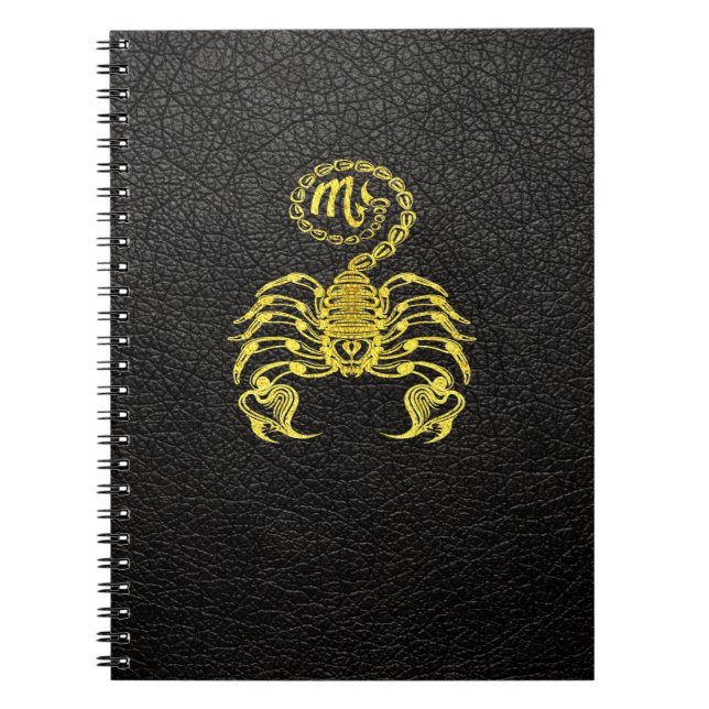 Scorpio Gold on Leather Notebook (Front)