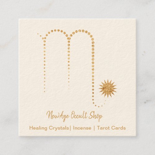 Scorpio Gold Sparkle Square Business Card