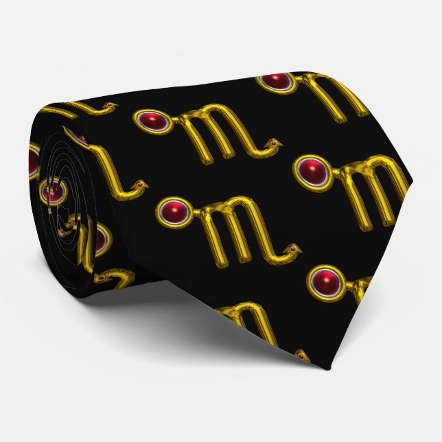 SCORPIO GOLD ZODIAC BIRTHDAY JEWEL Black Tie (Rolled)
