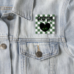 Scorpio Gothic Aesthetic Checkered Cherries Design Button