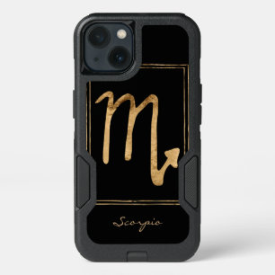 Scorpio hammered gold stylized astrology star iPhone 13 case