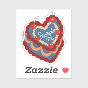 Scorpio Heart Cake Sticker