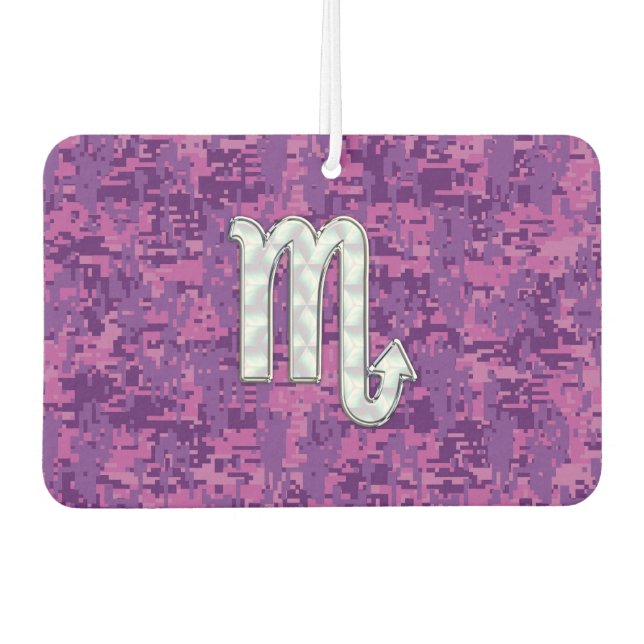 Scorpio Horoscope Sign on Pink Digital Camo Car Air Freshener (Front)