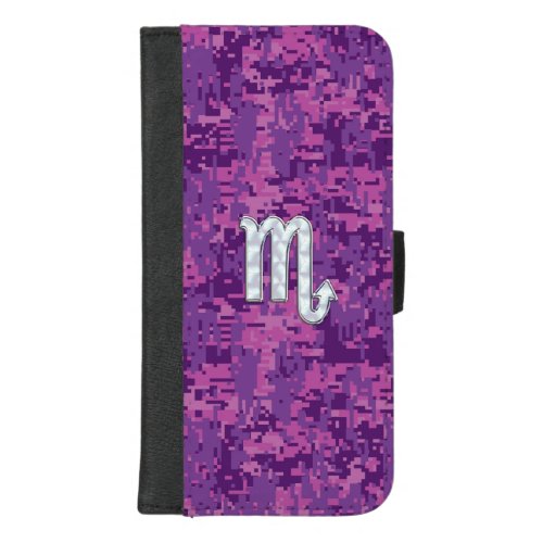 Scorpio Horoscope Sign on Pink Digital Camo iPhone 87 Plus Wallet Case