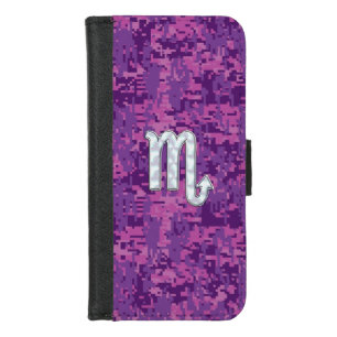 Scorpio Horoscope Sign on Pink Digital Camo iPhone 8/7 Wallet Case