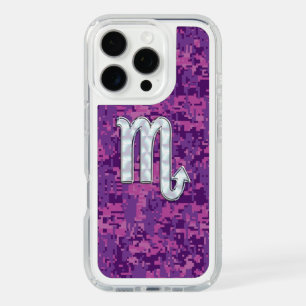 Scorpio Horoscope Sign on Pink Digital Camo iPhone 16 Pro Case