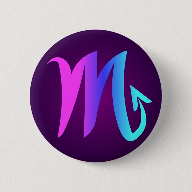 Scorpio Horoscope Sign Pink Blue Aqua Purple Button (Front)