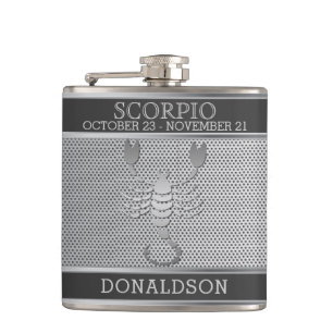Scorpio ♏ in Black and Silver Mesh Flask