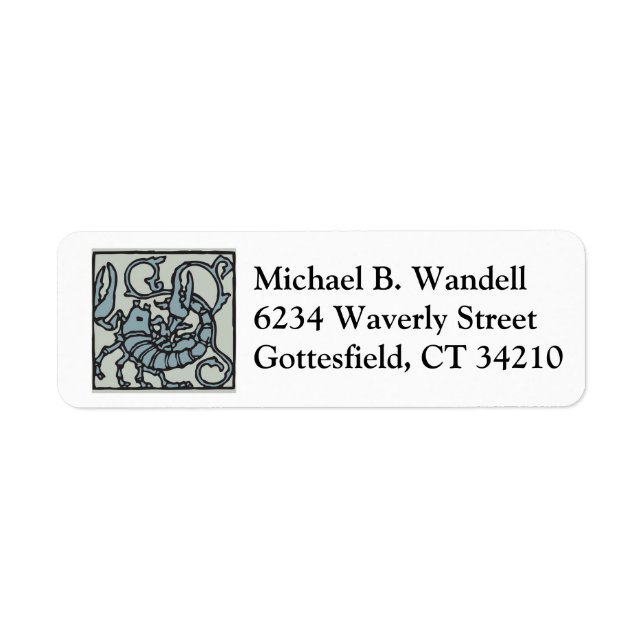Scorpio letterpress return address label (Front)