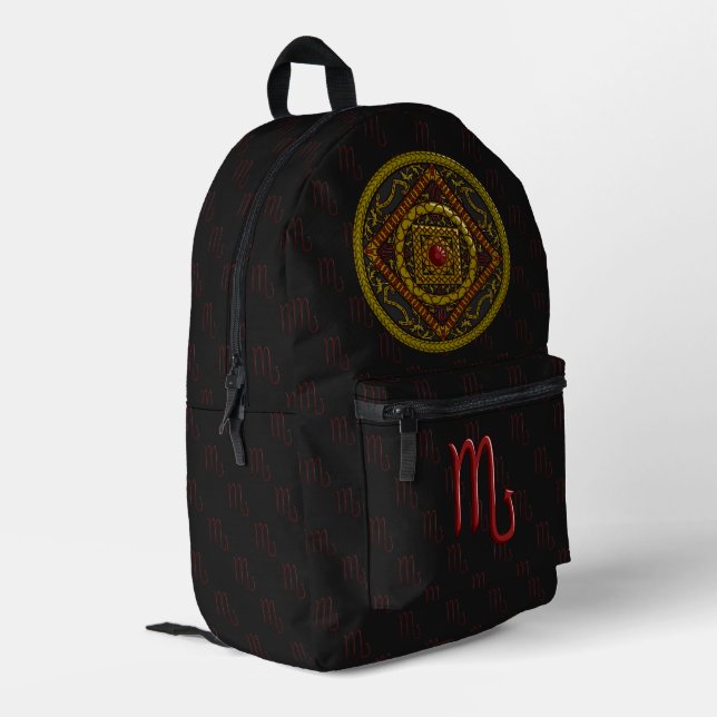 Scorpio Mandala Printed Backpack (Back Corner Left)