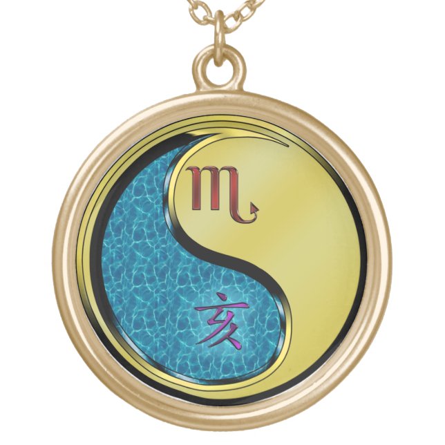 Scorpio & Metal Boar Gold Plated Necklace (Front)