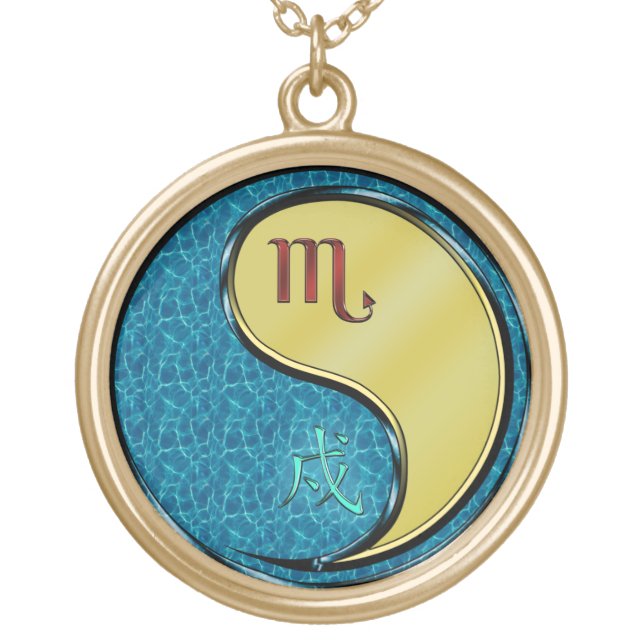 Scorpio & Metal Dog Gold Plated Necklace (Front)