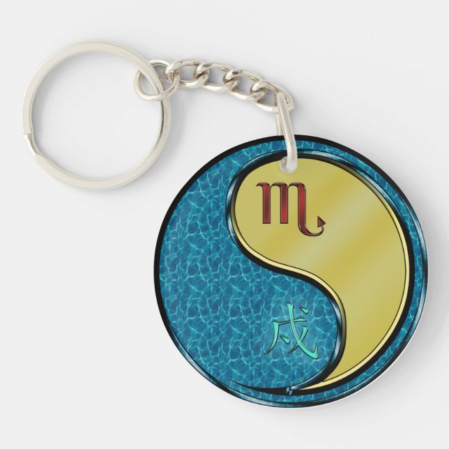 Scorpio & Metal Dog Keychain (Front)