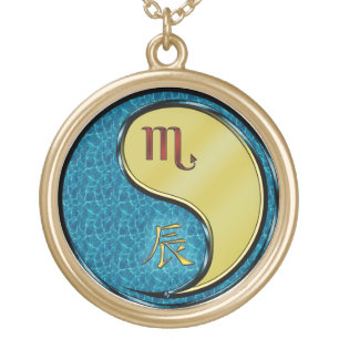 Scorpio & Metal Dragon Gold Plated Necklace