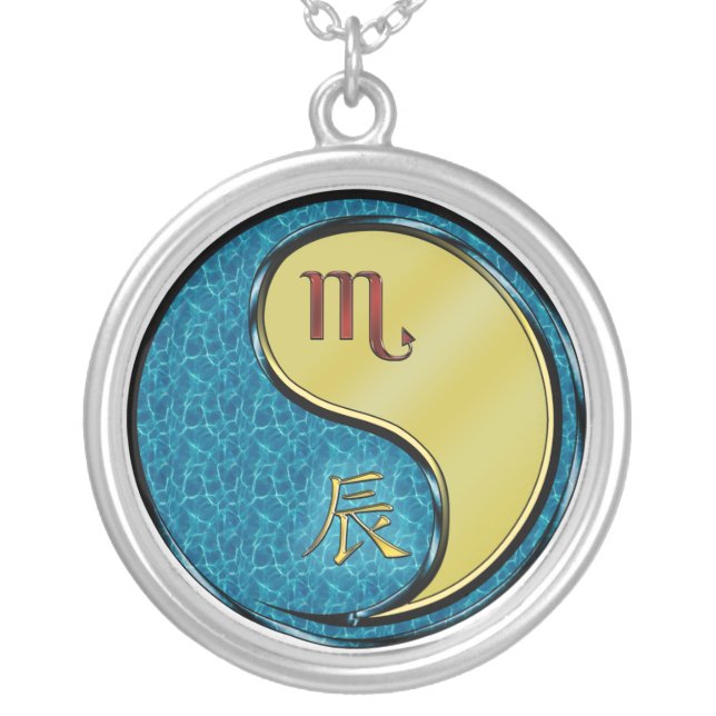 Scorpio & Metal Dragon Silver Plated Necklace (Front)