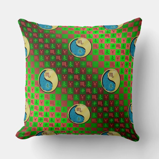 Scorpio & Metal Goat Throw Pillow (Front)