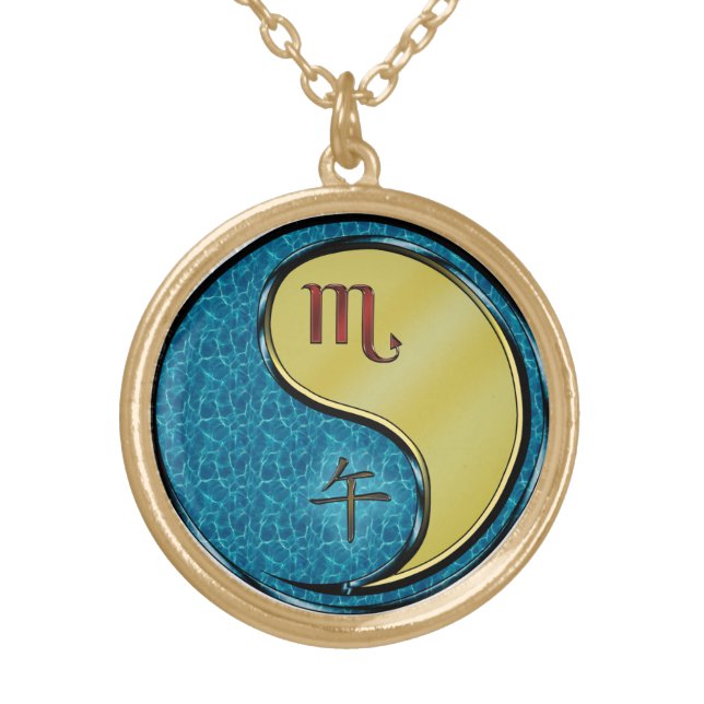 Scorpio & Metal Horse Gold Plated Necklace (Front)