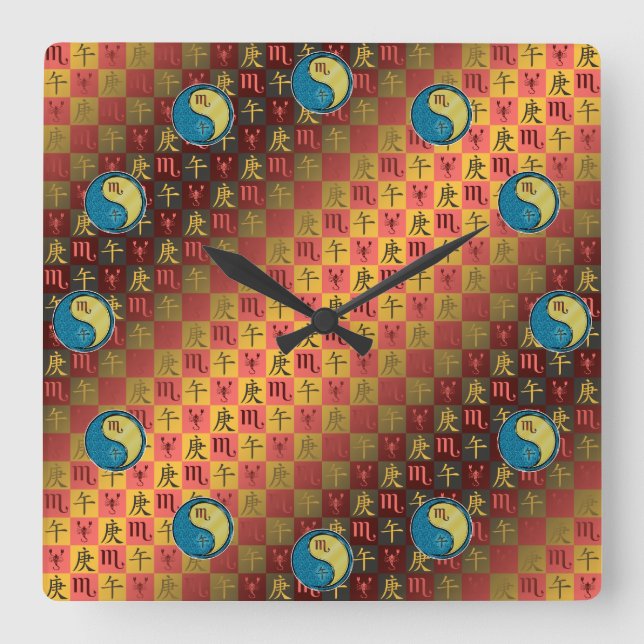 Scorpio & Metal Horse Square Wall Clock (Front)