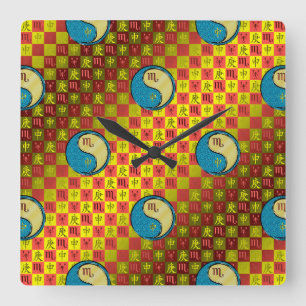 Scorpio & Metal Monkey Square Wall Clock