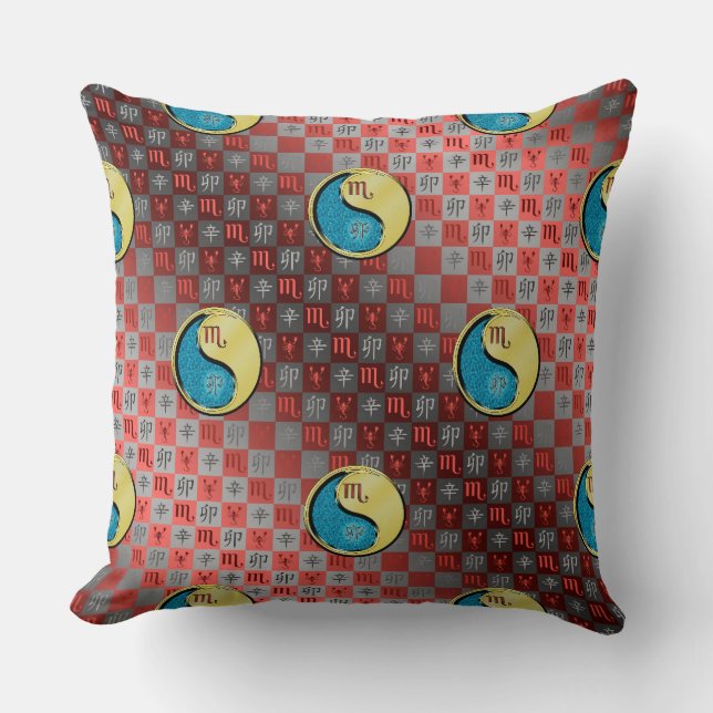 Scorpio & Metal Rabbit Throw Pillow (Front)
